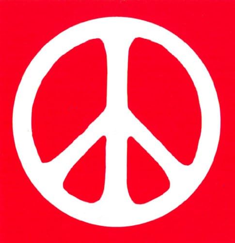Знак на мира - Бял върха на Червено – Мирно/Антивоенная Магнитен Стикер стикери/Стикер на магнит (4 X 4)