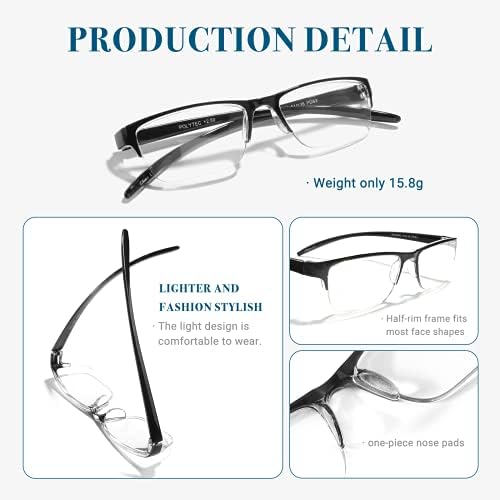 EYESPEX 3 Опаковки Очила за четене в Половината на Рамки Унисекс Модни Стилни Очила За четене Със защита От Надраскване Компютърни Очила