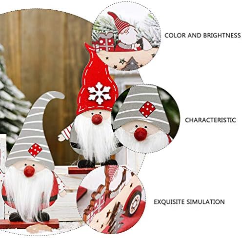 BESTOYARD 4 бр. Коледни Дървени Орнаменти Дядо Коледа Шведски Tomte Джуджетата Селски Знак масата Украса Коледен Празник Начало Декор