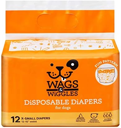 Памперси Wags & Wiggles за кучета от Женски пол | Памперси за кучета от женски пол | Памперси за малки кучета 15 -19 на талията - 12