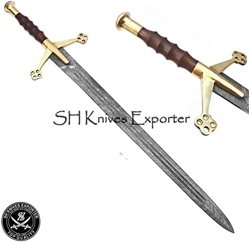 SHKE - 40 Инчов Обичай Claymore от ковано желязо Дамасской стомана Ръчна изработка - Исторически Средновековен Шотландски меч от Планинска
