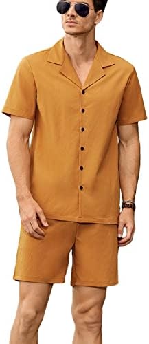 Мъжки дрехи OYOANGLE от 2 теми, Риза с копчета и Къс ръкав, Потници и къси Панталони, Комплект
