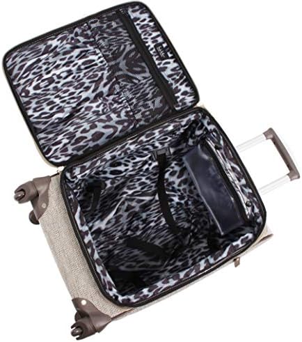 Дизайнерска колекция на багаж Nicole Miller - Разтегателен 24-инчовата чанта Softside Bag - Траен лек карирани куфар среден размер с