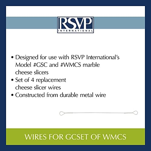 Слайсер RSVP International За рязане на сирене, месо и други Закуски, GRY-5 или WMCS, Сменяеми кабели за зелен и бял мрамор
