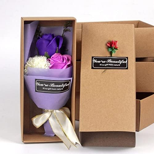 iOPQO Подарък Кутия С аромат на Сапун За Вана на Тялото Венчелистче Цвете Сватбена Украса Роза Начало Декор Зимни Цветя (Лилаво, един