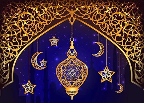 Плат BELECO 7x5 фута Мюсюлманския Рамадан Карим на Фона на Силует на Джамията Златна Арка на Луната Звезди Светлини Ислямски Фон Празник