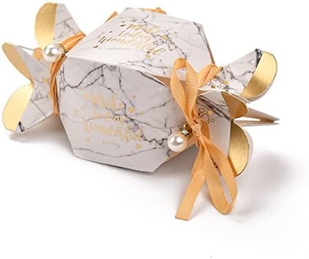 EEE ELECRELIVE 20 бр. Кутия Бонбони, Кутия за подаръци във формата на шоколадови Бонбони с Панделка и Перли, Сватбена Подарък Кутия за Сватбени тържества, Украса за партита