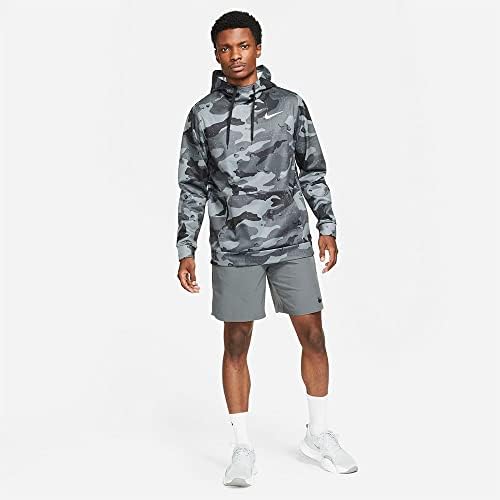 Мъжки hoody-пуловер на Nike Therma-Fit с качулка (Голяма, Опушен-сиво / бяло)
