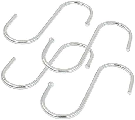 X-DREE Домакински Практически закачалка-кука S-образна форма от неръждаема стомана, в Сребърен цвят, 4 бр. (неокисляемая практика асеро
