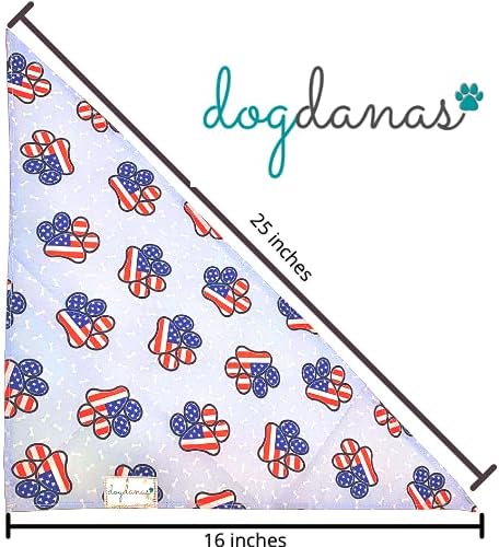 Кърпа за кучета 4 юли - Кърпа за кучета с Патриотичен флага на сащ, Отпечатъци от лапите на САЩ - Червена, Бяла и Синя Кърпа за кучета