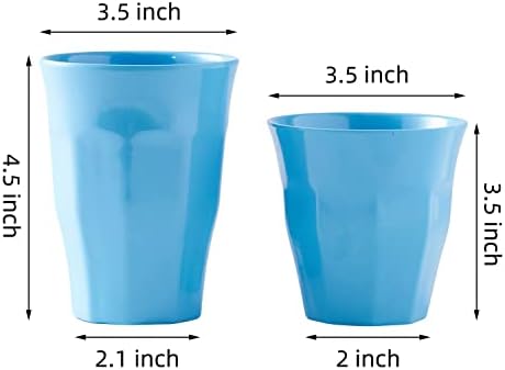 Комплект чаши от меламин баджо транспорт 4 БР 8,6 грама /255 мл и 4 БР 11,8 мл /350 мл Едноцветни Многократно Чашки за сок, за партита,