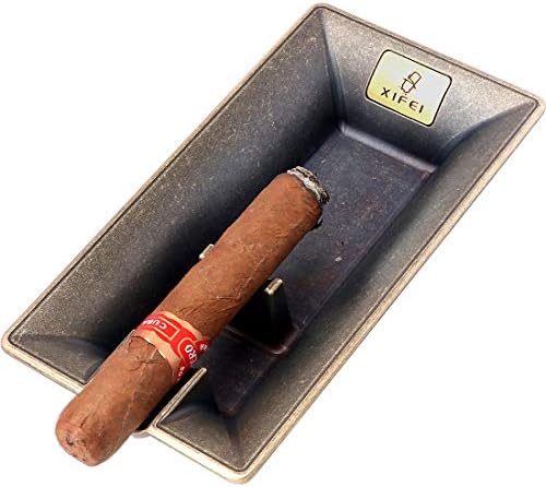 XIFEI модни реколта пепелник за пури бронзов цвят, битови пепелници за пури с един слот, дизайн (бронз)