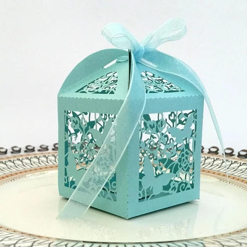 CUJUX 50 бр., Куха Карета, Подаръчни кутии за шоколадови Бонбони с Лента, по Поръчка на Декорация за Сватбени партита (Цвят: A Размер: