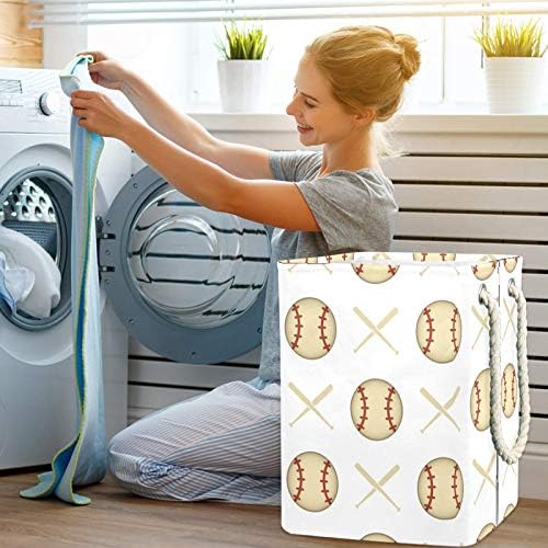 Кошница за дрехи MAPOLO с бейсбольным модел, Сгъваема Кошница за съхранение на бельо с Дръжки, Подвижни Скоби, Добре Задържа Влагата,