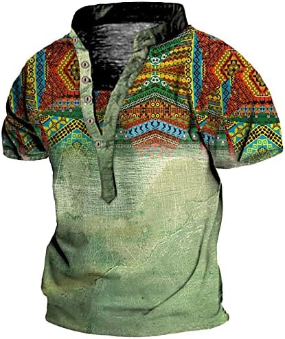SAXIGOL/ Летни блузи в стил Оверсайз в стил Уестърн-ацтеките, леки блузи с къс ръкав и ризи с копчета, Реколта Летни блузи Y2K с V-образно