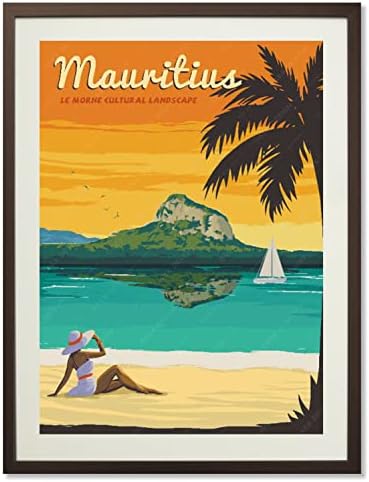 gaeaverse Мавриций Le Morne Културен Пейзаж на Плакати за Пътуване Ретро Декор Естетически Картини на Платно за Спални Стенно Изкуство