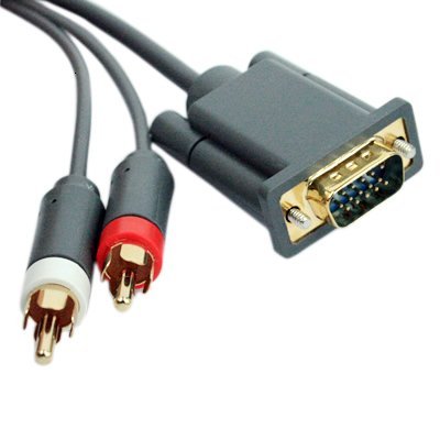 Importer520 Позлатени 6 фута VGA кабел Премиум-клас с Цифрово и Оптично аудиопортом за Microsoft Xbox 360 към телевизионному оборудване