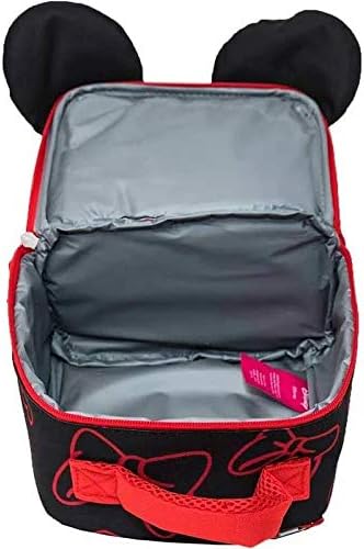 Чанта за обяд Disney Minnie Mouse с Две отделения, Утепленная Уши и Бантиком, Червена / Един размер