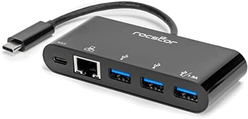 Многопортовый адаптер Rocstor USB-C 3 USB порта-A, USB-C и RJ - 45 хъб USB 3.0