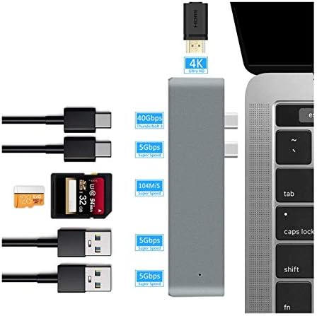 Двойна Type-c C USB MacBook pro към HDMI TF SD Card Reader Хъб Докинг станция 4K