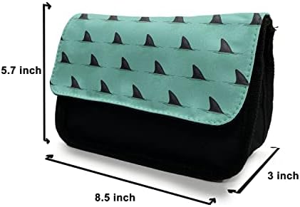 Преносим Морски молив случай, Перки на Акули В Океана, Тъканно Чанта за Моливи с двоен цип, 8,5 x 5,5, от морската пяна Черен цвят