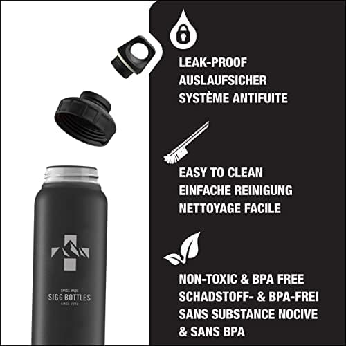 SIGG - Алуминиева Спортна бутилка за вода - WMB Black Mountain - С адаптер WMB - Запечатани, лека, не съдържа BPA - 34 грама