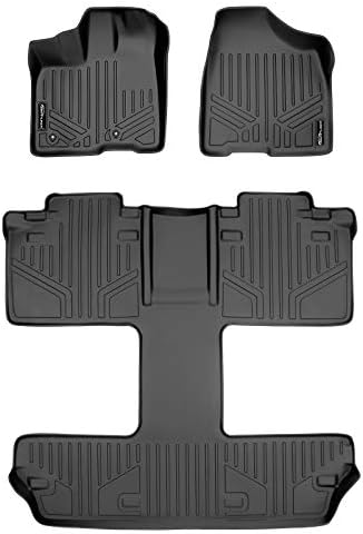 MAXLINER Custom Fit Подови Постелки 3-Вграден Комплект Обшивки на Черно за Пътниците от модели на Toyota Sienna 7 2011-2012 година на