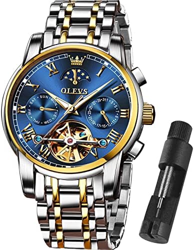 OLEVS Автоматични Механични часовници за Мъже самостоятелно ликвидация, Водоустойчиви Мъжки Ръчен Часовник от Неръждаема Стомана, Луксозни