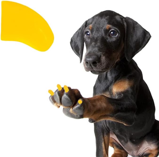 Pretty Claws 1 година доставя меки шапки за нокти с лепило за кучешки нокти - слънчево-жълто XXL