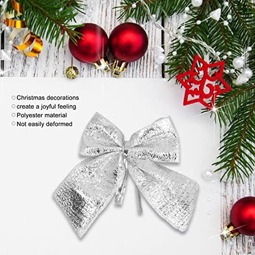 Коледни съответствие FECAMOS Diy, Удобни и Практични, Атрактивни Декоративни Коледни Лъкове от Полиестер за Огради (Сребрист HM2282203)