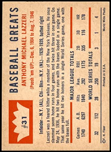 1960 Fleer 31 Тони Лаззери Къбс / Янкис (Бейзболна карта) в Ню Йорк Къбс / Янкис