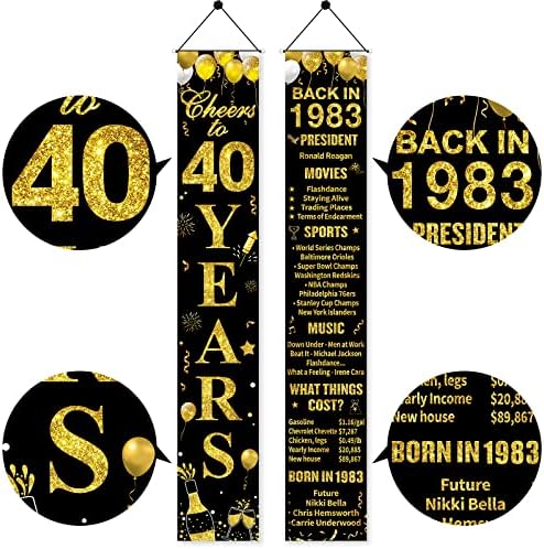 40-ти Рожден Ден, Един Банер, Бижута за Жени, Мъже, Черното Злато, С 40-ти рожден Ден през 1983 година, Знак на верандата, Вечерни Аксесоари,