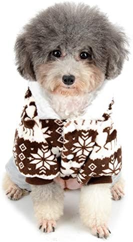 SMALLLEE_LUCKY_STORE Руното hoody с снежинками за кучета, Коледен костюм, Кафяви (XY000343-brown-XL)