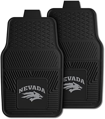 Комплект автомобилни постелки FANMATS 12439 Nevada Wolfpack от 2 теми, Тежкотоварни Винил Подложки за предната редица, Защита от всякакви