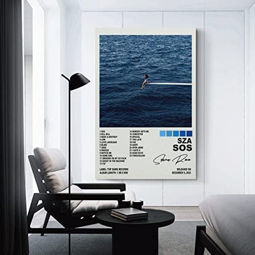 Плакат SZA, плакат SOS, отпечатани върху платно плакат Без рамка-style12x18 инча (30x45 см)