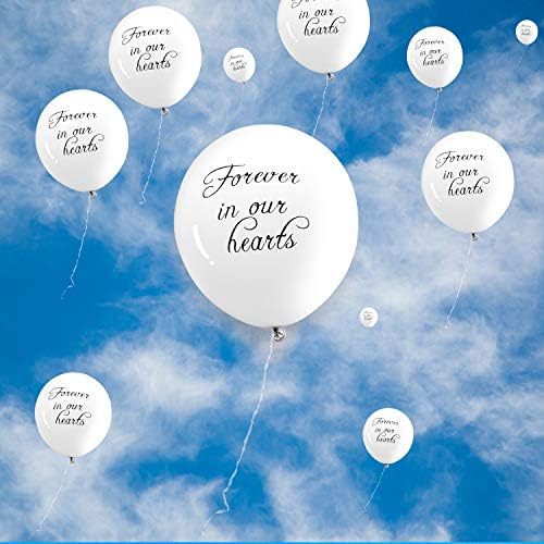 Бели Погребални Балони Паметни балони Латексови балони с 3 Ролята на 32 фута Балони, Панделки за Украса на Погребението Паметник (50