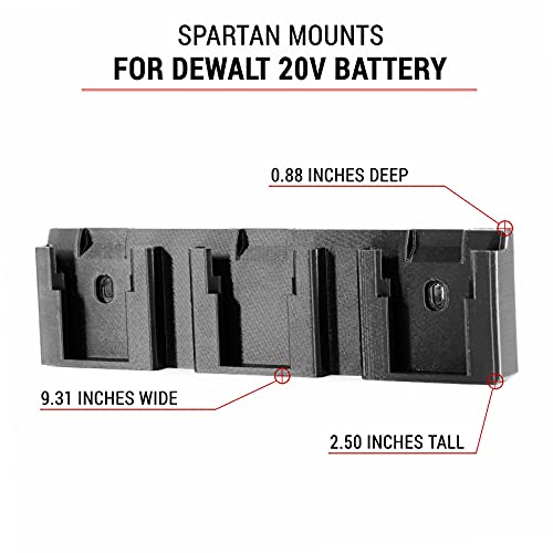 Спартанское закопчалка за батерия DeWalt 20V - 1 за монтиране, 3 отделение за батерии, монтиран на стената Рафтове за съхраняване на
