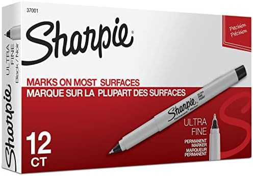 Постоянни маркери SHARPIE, Тънки, Черни, 12 маркери в стил джобни маркери, на Върха на Длетото, Различни цветове, 24 маркер