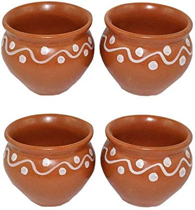Керамична чаша Кулхад - Комплект от 4 чаши за приготвяне на лютеница (2,7 унции)