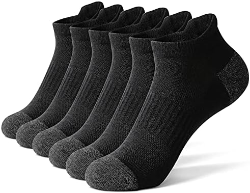 GLENMEARL Мъжки и Дамски Спортни Чорапи за бягане на глезените, Памучни Спортни Чорапи, 6 Опаковки