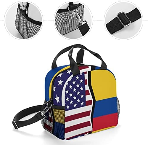 Чанта за съхранение на Обяд Кутии с американски и Колумбийски Флаг, Фланец Тотализатор-Хладилник, Чанта През Рамо С Принтом По цялото