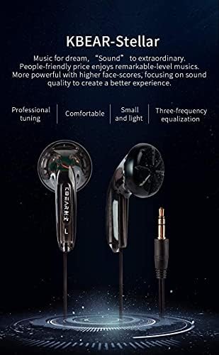 Слушалки Kinboofi KBEAR Звездна слушалки с Кабел, Звездна, стерео слушалки Hi-Fi с 1 динамичен двигател, обшивки на начално ниво (без