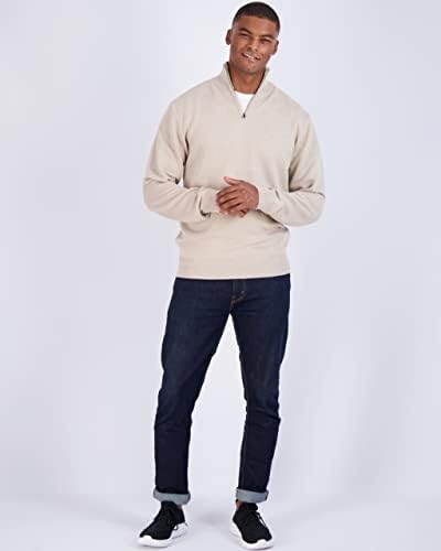 Real Essentials 3 опаковка: Мъжки Мек На Допир Пуловер с дълги ръкави и цип на една четвърт от мълния