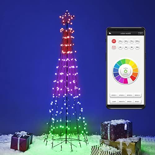 Yescom 5-подножието Коледна Елха във формата на Конус със Светлината на 26 Режими 240 Многоцветен Led Лампа Bluetooth APP Control Украса