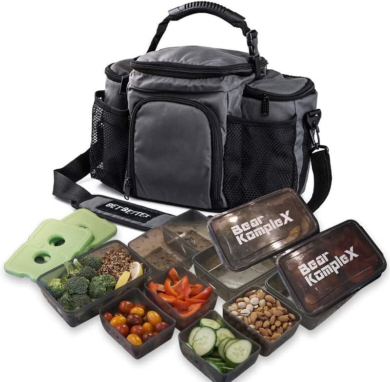 Чанта за обяд Bear KompleX с изолация за управление на готвене храна, Чанта-хладилник за обяд на 6 офиса с 3 Контейнери за контрол на