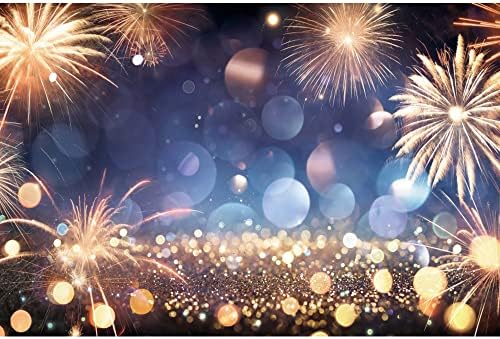 Yeele 10x8 фута честита Нова Година на Снимки Декори Искрящи Фойерверки Абстрактен Боке Ореол Златни Петна на Фона 2023 Коледна Украса