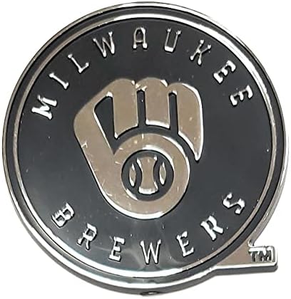 Автоматична Емблемата На Milwaukee Brewers Формованная Стикер Сребрист Хромированного Цвят Перлено Бял Бейзбол