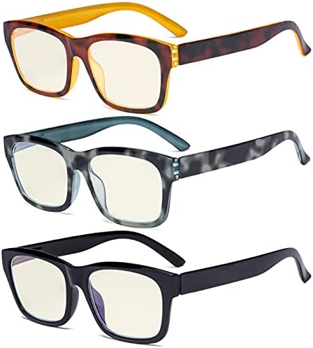 Eyekepper 3 опаковки Очила със сини Светофильтром За Мъже И жени - Голямата Квадратна Дограма за Компютърни Очила За четене Със защита