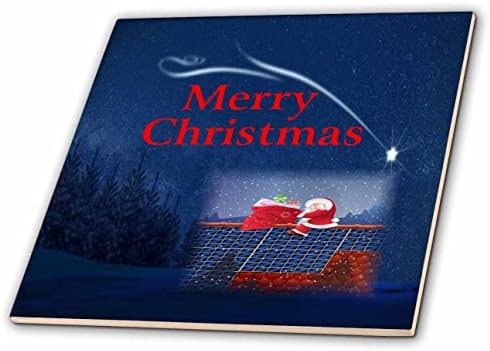 Триизмерно изображение на Синьото Нощно небе и Гори, Както и Звездна покрив и Подаръци от Дядо Коледа - Теракот (ct_350189_1)