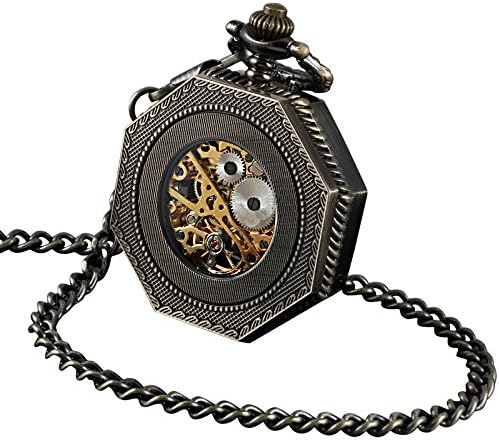 Мъжки джобен часовник ShoppeWatch с веригата | Ръчно от Реколтата, Джобни Часовници | Джобен Часовник с Класически Механичен механизъм